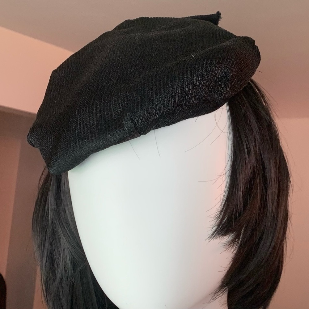 Vintage 50s/60s Black Tilt Beret Hat – Size 21